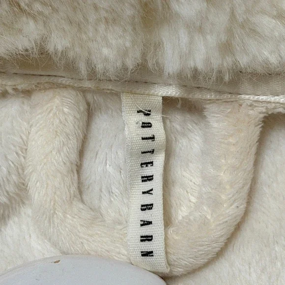 Pottery Barn Bath Robe Womens Large Ivory Cream Faux Fur Luxurious Soft Lounge